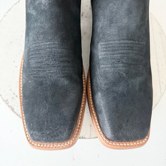 Rod Patrick Mens Cowboy Boots 13AA Black Pig Suede Western Square Toe 11" Shaft - Picture 6 of 13